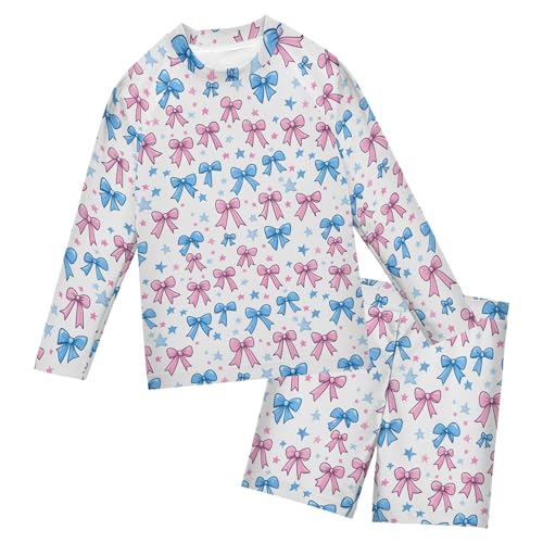 Pink Blue Bows Toddlers and Baby Boys' Swimsuit Trunk and Rashguard Set B0405104