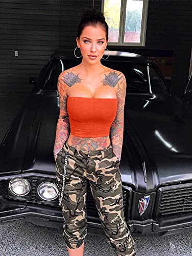 LAGSHIAN Women's Sexy Crop Top Sleeveless Stretchy Solid Strapless Tube Top4