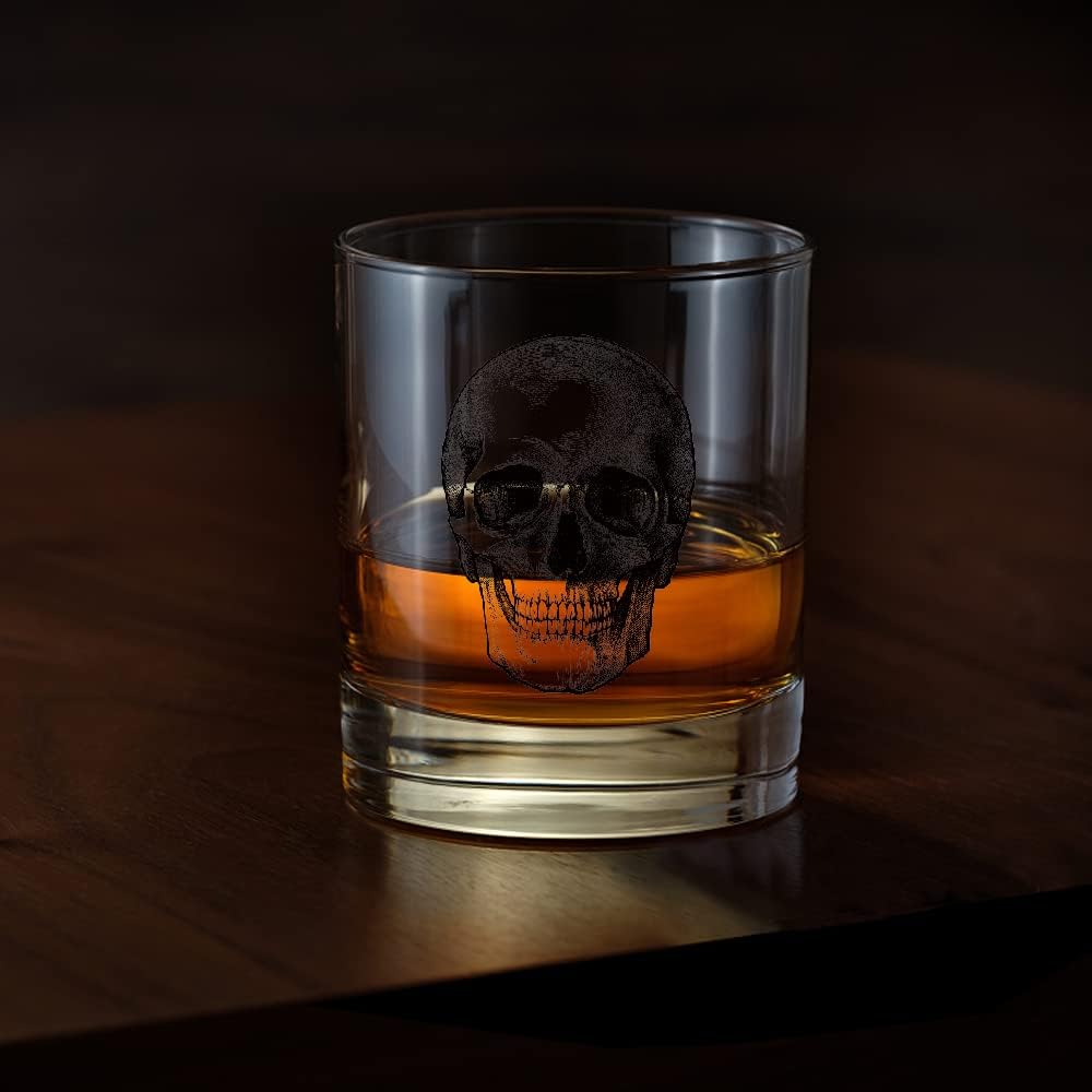 AGMDESIGN Skeleton Skull Whiskey Glass, Halloween Whiskey Glass, Fathers Day Gift for Men, Husband, Dad, Brother, Best Friend - Image 3