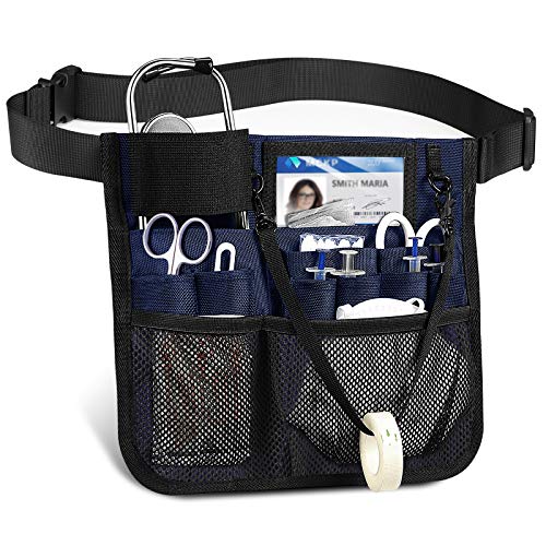 SITHON Nursing Organizer Belt, Nurse Fanny Pack with Tape Holder, Multi Compartment Medical Pack Pocket | Nurse Apron Hip Bag for Stethoscopes, Bandage Scissors and Other Medical Supplies, Navy