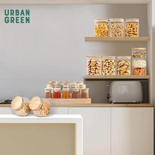Glass Jars With Bamboo Lids, Square Glass Jar With Airtight Lids Of 6 Pack Of 28Oz, Square Glass Storage Jars With Airtight Lids, Glass Food Storage Containers With Airtight Lids, Pantry Organization And Storage Jars, Glass Pantry Jars #TOP5