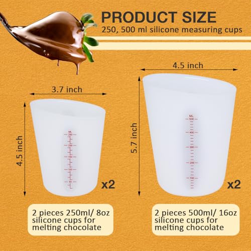 Set de 4 vasos de silicona para derretir chocolate 250/500 ml miniatura 2