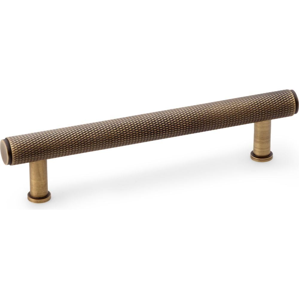 Alexander & Wilks Crispin Knurled T-Bar Cupboard Pull HandleCentres 128mmAntique Brass from B&Q