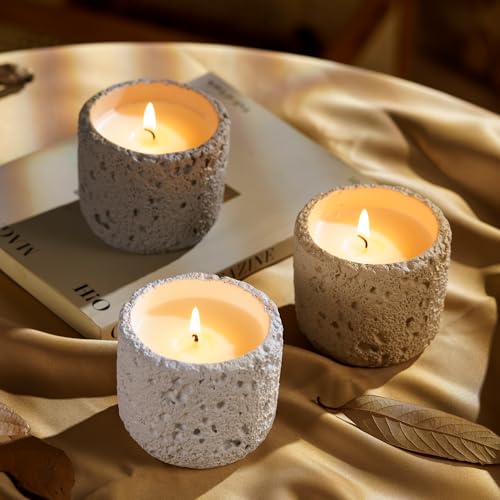 ZEEYII 3 Pack Aromatherapy Candles Set Scented Candle, Natural Soy Candles, Fall Gifts for Men Women, Oak/Leather/Smoke & Vanilla (White Yellow Gray) Christmas Birthday Gift