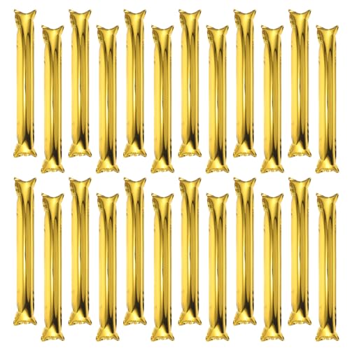 VICASKY 32 Pcs Inflatable Fan Cheering Sticks, Golden Aluminum Film Noise Makers for Football Games and Sports Events, Reusable Beating Sticks for Stadium Events