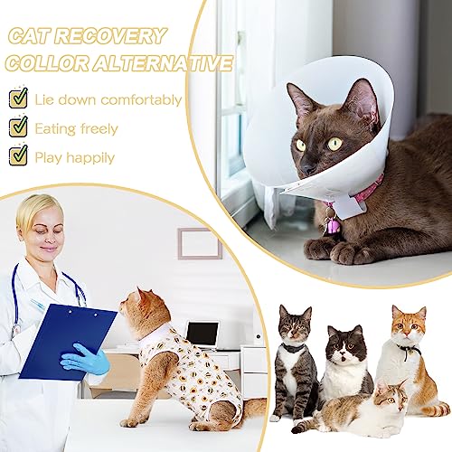 Image of Cat Surgery Recovery Suit Cats Surgical Onesie After Surgery Female Male Cat Post Spay Neuter Bodysuit Anti-Licking Wounds Cat Cone Alternative Yellow Bee /M