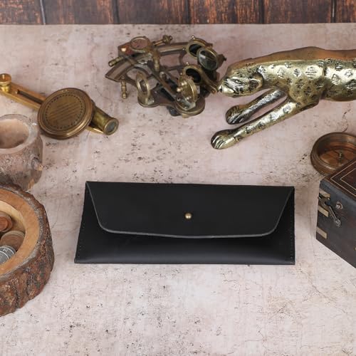 Leather Currency Pouch Large Flap Continental Wallet, Utility Organizer Bag for Cash Coins Travel Leather Money Pouch Currency Envelope Storage Bag and Cash Organizer for Men Women (Black)3