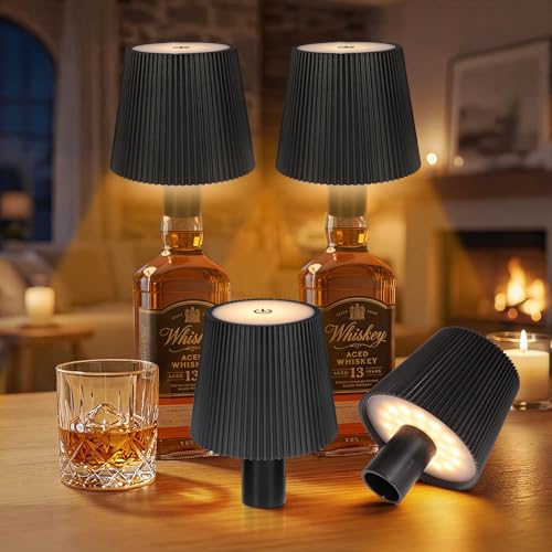 Ketom Flaschenlampe Aufsatz LED Aufladbar, IP54 Wasserdicht Lampenschirm für Flasche, Akku Lampe für Flasche LED USB, 3 Farbtemperaturen, Dimmbare, Touch Control, für Restaurant