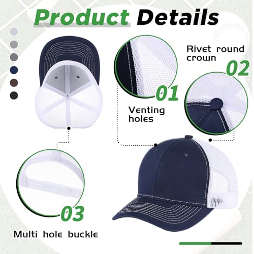 Image of Suhine 24 Pcs Blank Trucker Hat Bulk Unisex Mesh Baseball Cap for Sublimation Embroidery Vintage Adjustable Hat for Men Women