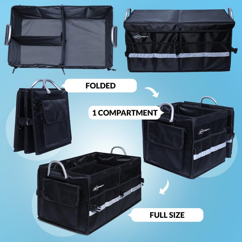 Image of Neodrift Trunk Master Pro Without Cooler Bag - Multi-Compartment Car Organizer, Durable & Portable Polyester, Anti-Skid For Sedan, Suv, Minivan - Ideal For Cargo, Gifts, Toys, Automobiles, Black