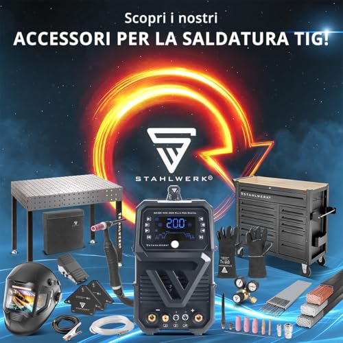 Stahlwerk Saldatrice Ac/Dc Tig 200 Puls St – 200 A Tig Ac/Dc & Mma, Funzione Di Impulso, Accensione Hf, Inverter Igbt Con Modalità Ac Per Alluminio, Modalità 2T / 4T, Hotstart E Anti-Stick - 15