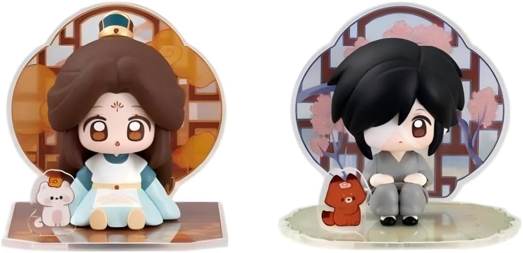 THE UNTAMED Heaven Officials Blessing Desktop Ornaments,Q Version Figures, Collectible Toys with Acrylic Display Boards (HuaCheng+XieLian-LZ)