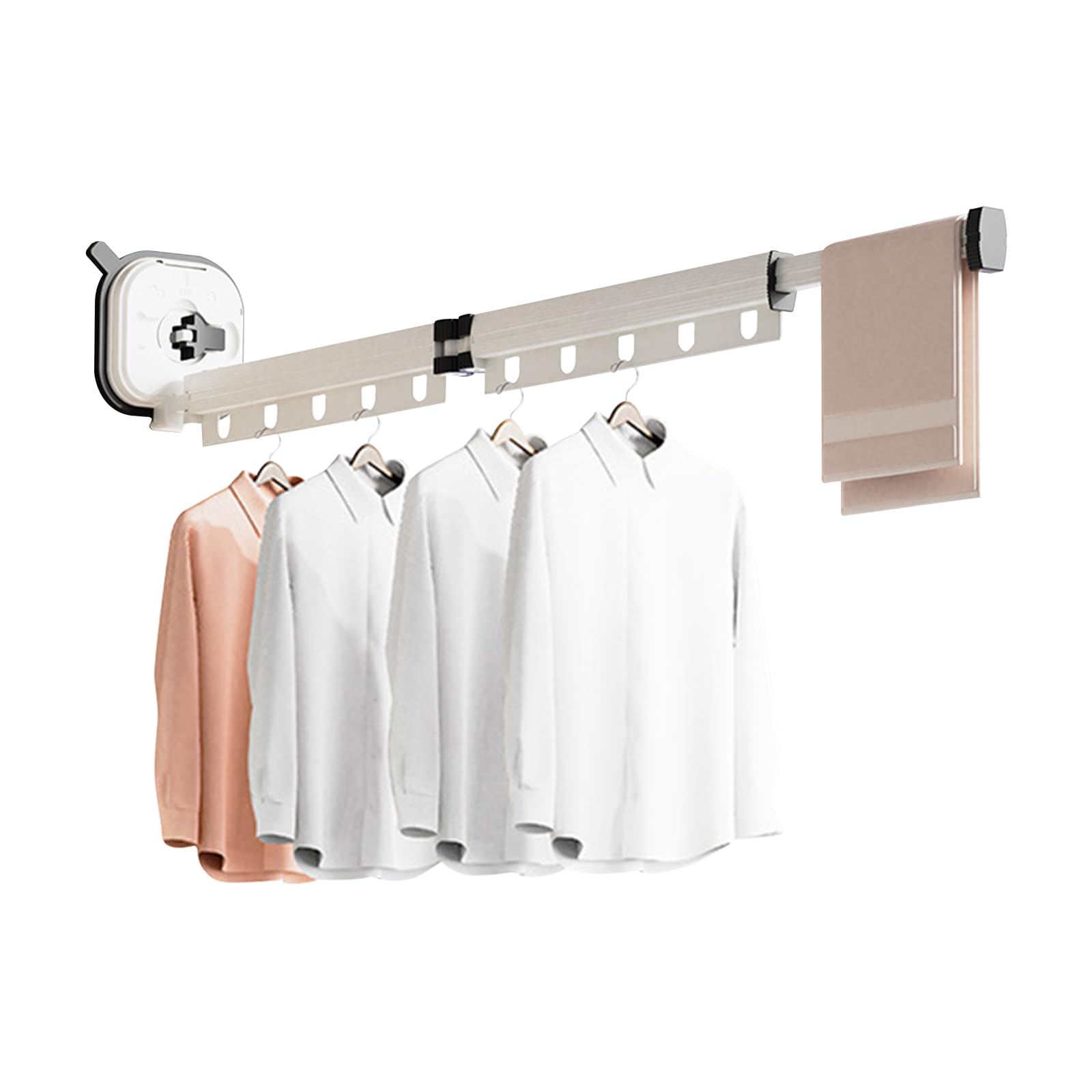 Ergocar Tendedero de Ropa Montado en la Pared, Plegable Estante de Secado Retráctil de Ropa, Giratorio de 360°, Tendedero Pared Aluminio para Balcones, Baños, Dormitorios