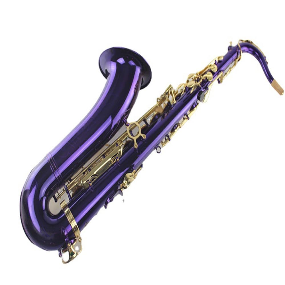 Strumento for sassofono tenore, strumento da gioco professionale, corpo in ottone, tasti dorati verniciati viola, sassofono tenore professionale in si bemolle, set for sassofono, testa di flauto, cust
