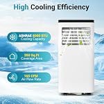 DORTALA climatiseur portable 8000 BTU, climatiseur portable 3-en-1 avec télécommande, déshumidificateur, minuterie 24H, kit de fenêtre pour appartement de 350 pi², chambre
