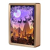 WOMHOPE Christmas Gift ABS Frame Papercut Light Boxes Night Lights Paper Sculptures Night Light Lamp of Creative Shadow Paintings (Deer)