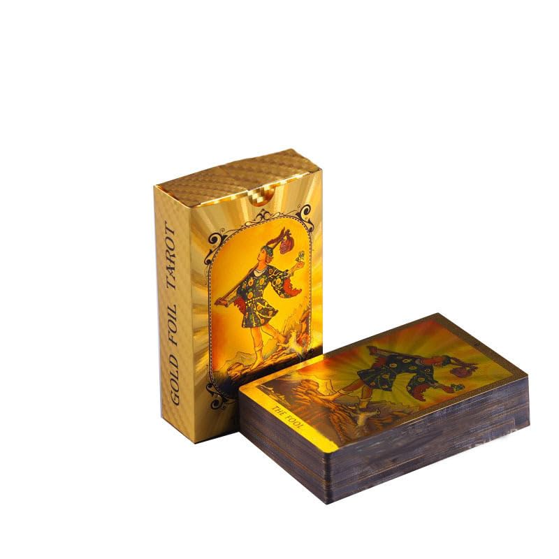 hardinox Gold Foil Tarot Deck, Gold Cards with 36 Page Guide Book, PVC, Waterproof