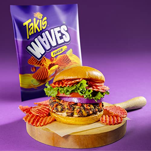 Takis Waves Fuego Spicy Wavy Potato Chips, Hot Chili Pepper Lime Flavored Hot Chips, Multipack 6 Individual Bags, 2.5 Ounces Each #TOP4