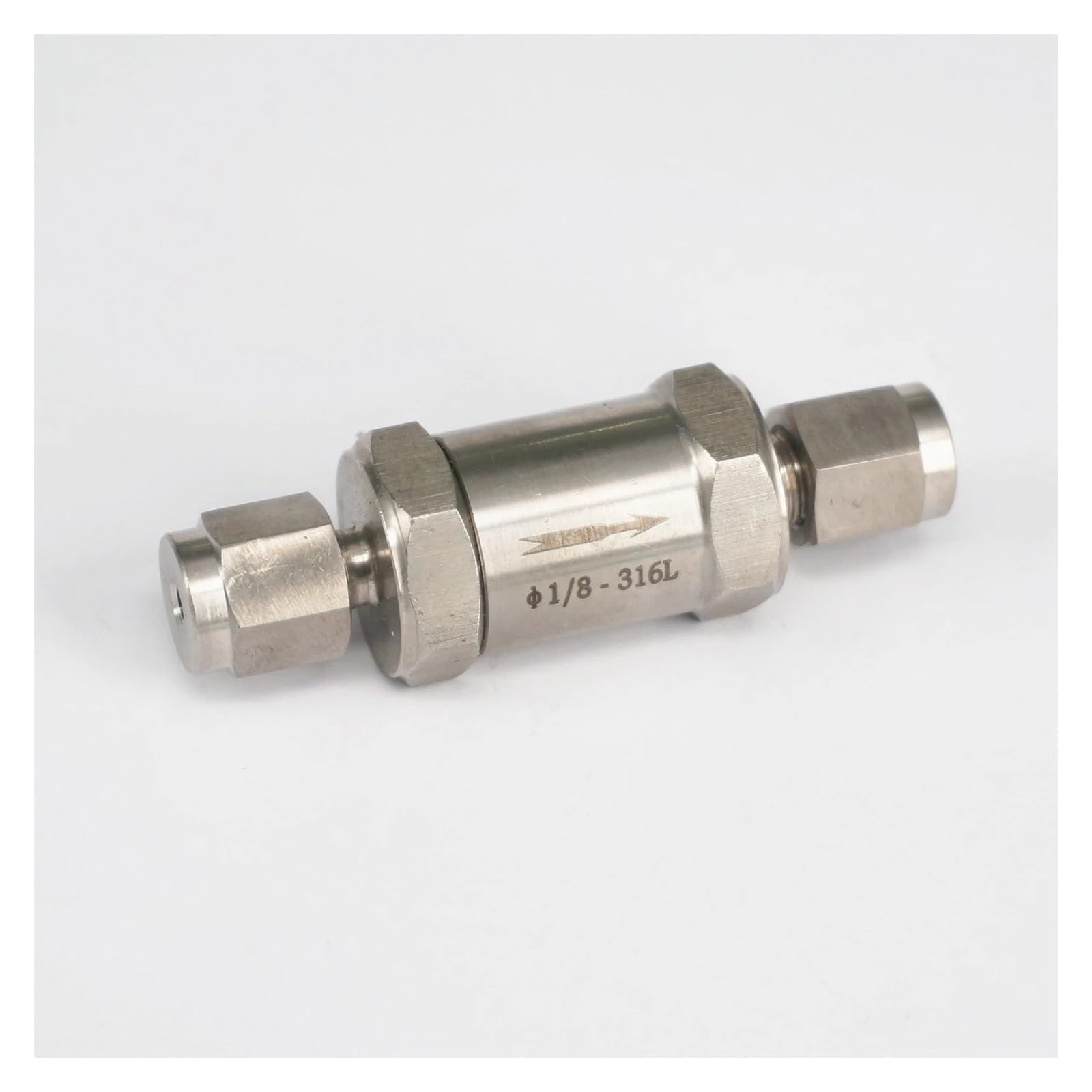 Válvula de retención 1/8" de acero inoxidable 316, accesorio de compresión para tubos