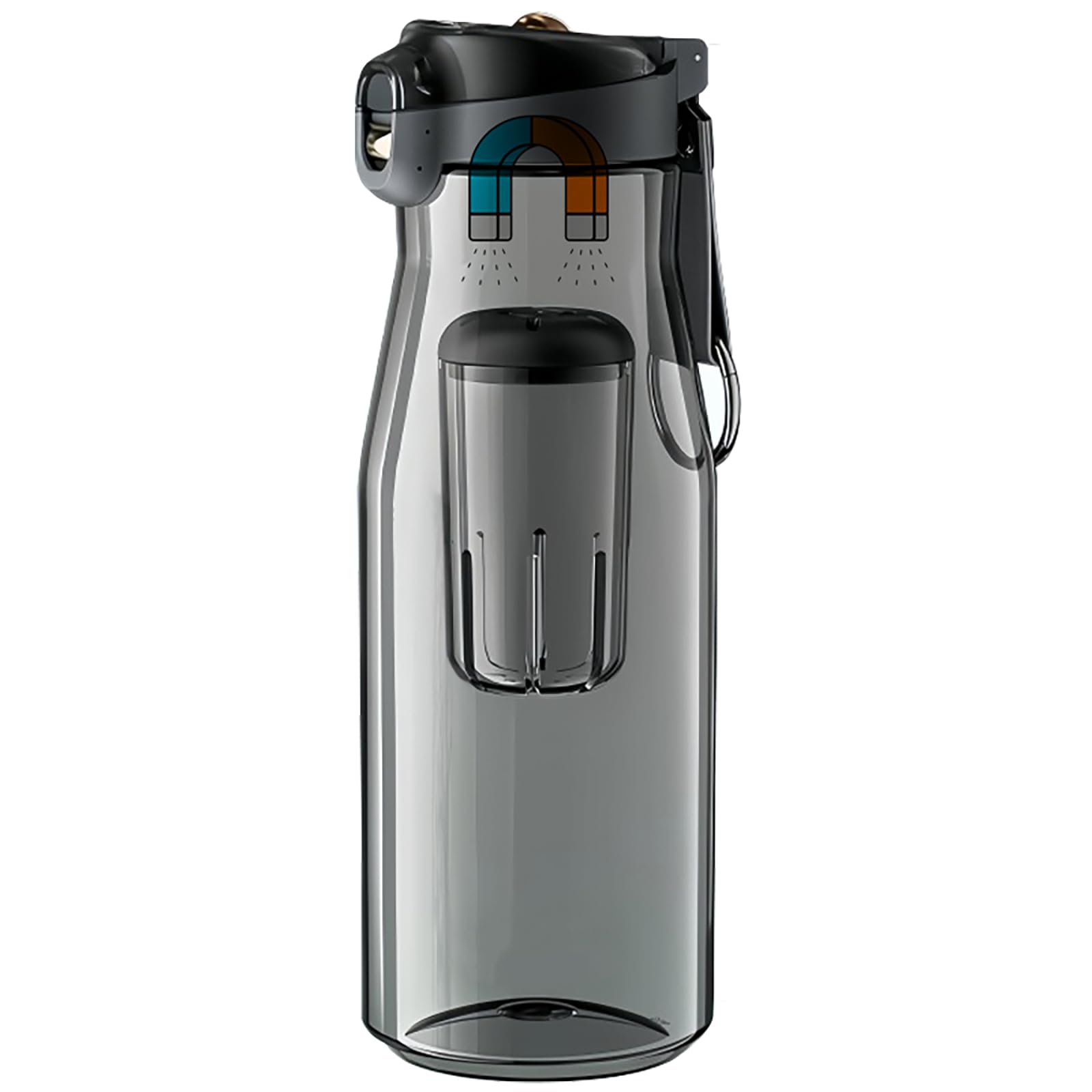 Teeflasche mit magnetischem Deckel Filter Tee-Wasser-Trennung Trinkbecher tragbare Glasteetasse Tee-Ei für losen Blatt-Tee Black 1200mL