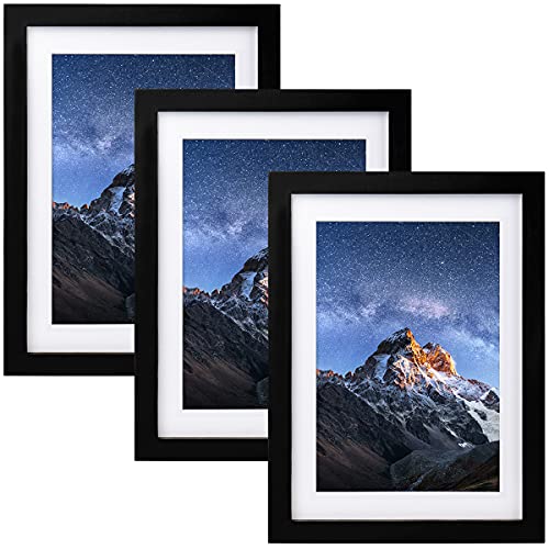 Egofine Bilderrahmen 20x20cm, Holzrahmen mit Acrylglas, MDF-Rahmen 4er-Set, Passepartout für