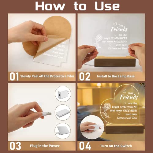 Hiipeenow Friend Gifts For Women, To My Friend Acrylic Engraved Night Light 15 * 19Cm Presents, Long Distance Birthday Christmas Best Friendship Gifts For Friend Bff #TOP4