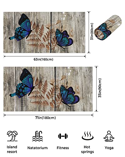 Cycoshower Beach Towels For Adults Farm Hay With Blue Butterfly On Mottled And Broken Wooden Grain Lightweight Sand Free Super Soft Fast Drying Swim Towels For The Swimming Sports Beach Gym #TOP3