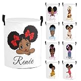 Personalized Black Girl Laundry Basket Custom African Girl Names Laundry Hamper Collapsible Durable