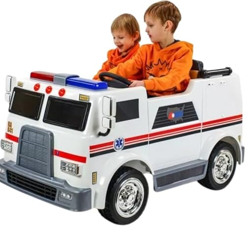 Coche Ambulancia 24V, 2 PLAZAS para NIÑOS, Blanco, RC Parental