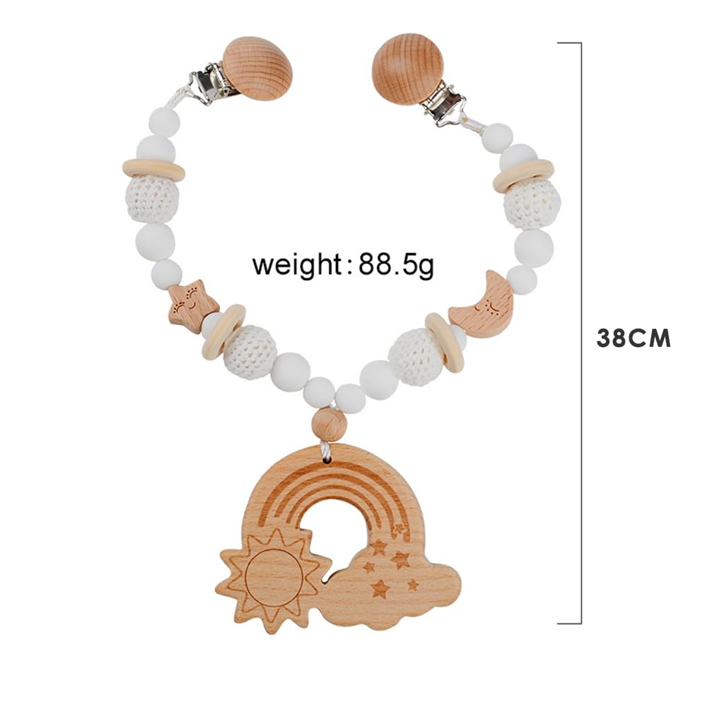 Chaîne de landau en bois pour bébés, jouet pour poussette, filles et garçons, chaîne d'accessoires de landau pour bébés et tout-petits à partir de 0 mois