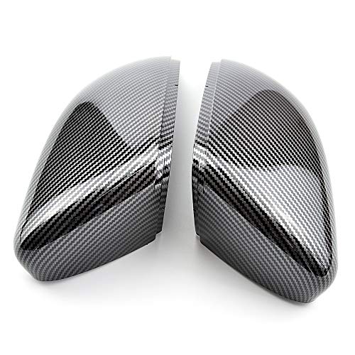 MKptopia 2 pièces Coque de remplacement pour couvercle de rétroviseur d'aile latérale Compatible avec VW GOLF 6 VI MK6 GTI R line R20 Compatible avec Tou-ran -Fibre de carbone