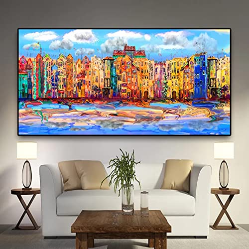 Peinture Venise Ville de l'Eau TORALF Toile Murale Salon déco