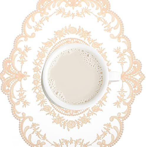 Abaodam 2pcs Lace Embroidery Placemat Retro French Table Placemat Flower Embroidered Doilies Coasters Vintage Table Cloth for Wedding Tea Party