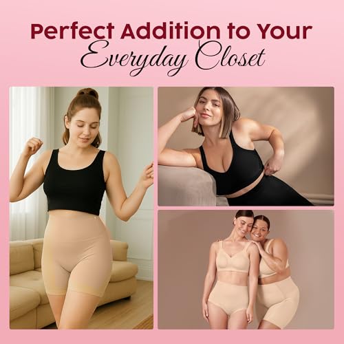 Image of Women's Tummy Tucker Shapewear Shorts | High Waist Slim Fit Body Shaper for Women | Under Dress Anti Rolling Seamless Thigh Shaping Panty