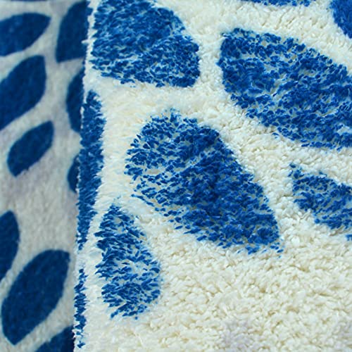 Floral Bedroom Runner Rug, Blue Floral Nonslip Washable Bedroom Rug 2'6 X 5'2 Soft Bedside Décor Carpet Fluffy Area Rugs For Kids Room #TOP1