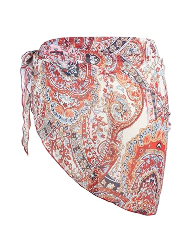 Image of ZAFUL Boho Beach Cover Ups for Women Sarong Coverups Sheer Bikini Chiffon Wraps Skirts for Swimwear