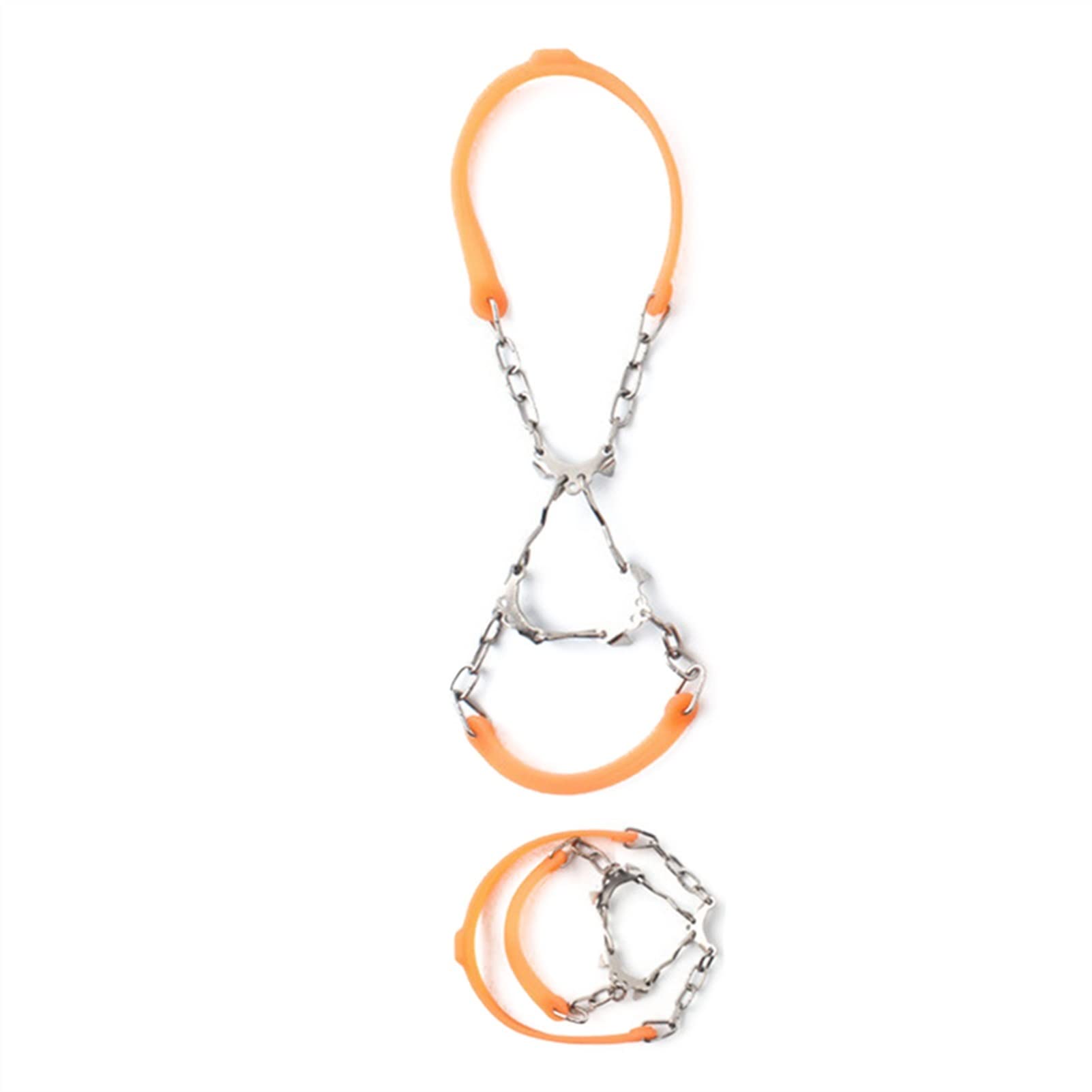 1 par 6 Dientes crampones Escalada Invierno Senderismo Pesca Hielo Zapatos de Nieve Cubiertas Antideslizante Espiga Tacos manganeso Acero Pinza 614 (Color : Orange)
