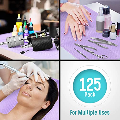 Shmian 125Pcs Nail Art Table Towels Mat 13" X 17" Waterproof Disposable Clean Pads Paper Acrylic Nails Manicure For Dentist Or Medical Tray Cover Nail Art Salon Tool (Purple) #TOP5