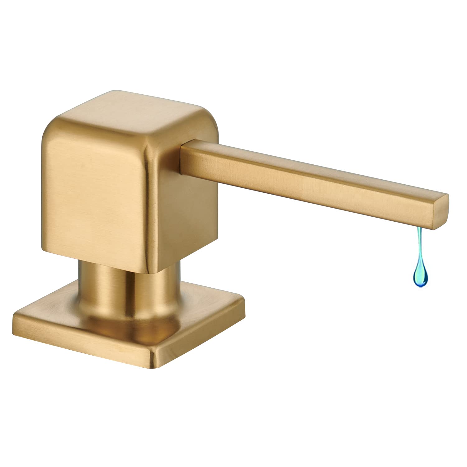 CREA Soap Dispenser for Kitchen Sink, Kitchen Soap Dispenser Gold Square Built in Sink Soap Dispenser for Bathroom with 17 OZ Bottle