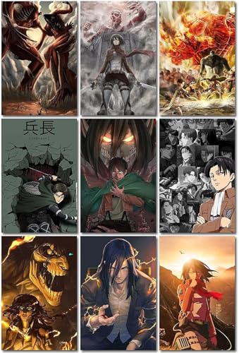 Image of ATEVON Attack on Titan Wall Collage Kit - 18 Manga Posters (6x4 Inch) | Aesthetic Anime Room Decor Featuring Eren, Mikasa, Armin & Levi