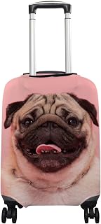 A capa de mala de bagagem serve para malas de 45,7 a 81,2 cm Happy Dog Smile on Pink Elastic Anti-Scratch Travel Suitcase Protector P-GG, Multicor, S(Fits 18-20in suitcases)