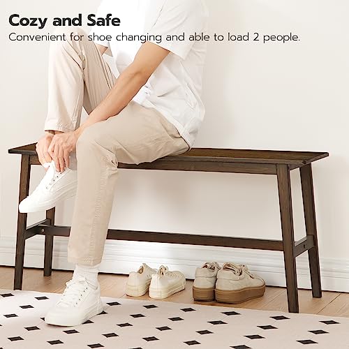 HOOBRO Pair of 2 Dining Benches, Industrial Table Benches, Bamboo Dining Bench, Table Bench, Kitchen Bench, Entrance Bench, Hallway Bench, Easy to Assemble BF02CD01-MA03CD01G2