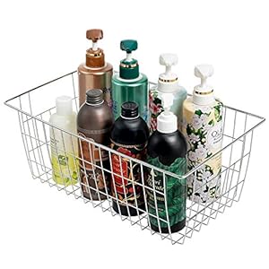 Freezer Wire Storage Baskets,Farmhouse Organizer Storage Bins Large Organizer Bins for Laundry Room, Closets, Garage, Office, Bathroom, Pantry Organization Storage Bins -Set of 2 (Chrome) Freezer Wire Storage BasketsFarmhouse Organizer Storage Bins Large Organizer Bins for Laundry Room Closets Garage Office Bathroom Pantry Organization Storage Bins Set of 2 Chrome