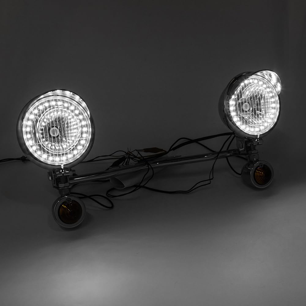 Universale Faretti Moto Supplementari Chrome Fendinebbia Moto Cromati Fari Supplementari LED Staffa a braccio lungo Compatibili Con Shadow VT 750 1100