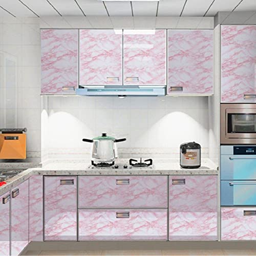 Image of KBR Self-Adhesive PVC 3D Wall Sticker Oil Proof and Waterproof, Kitchen Backsplash Pink Stickers Wallpaper for Hotel, Living Room, Bedroom & Cafe Walls (60cm x 200cm, Pack of 2)
