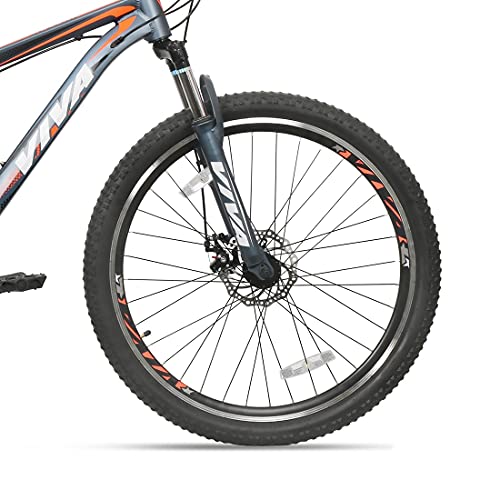 Image of Vector X Viva Speedo Vb-3732 27.5T 21 Speed Dual Disc Mountain Bike (Grey-Orange)