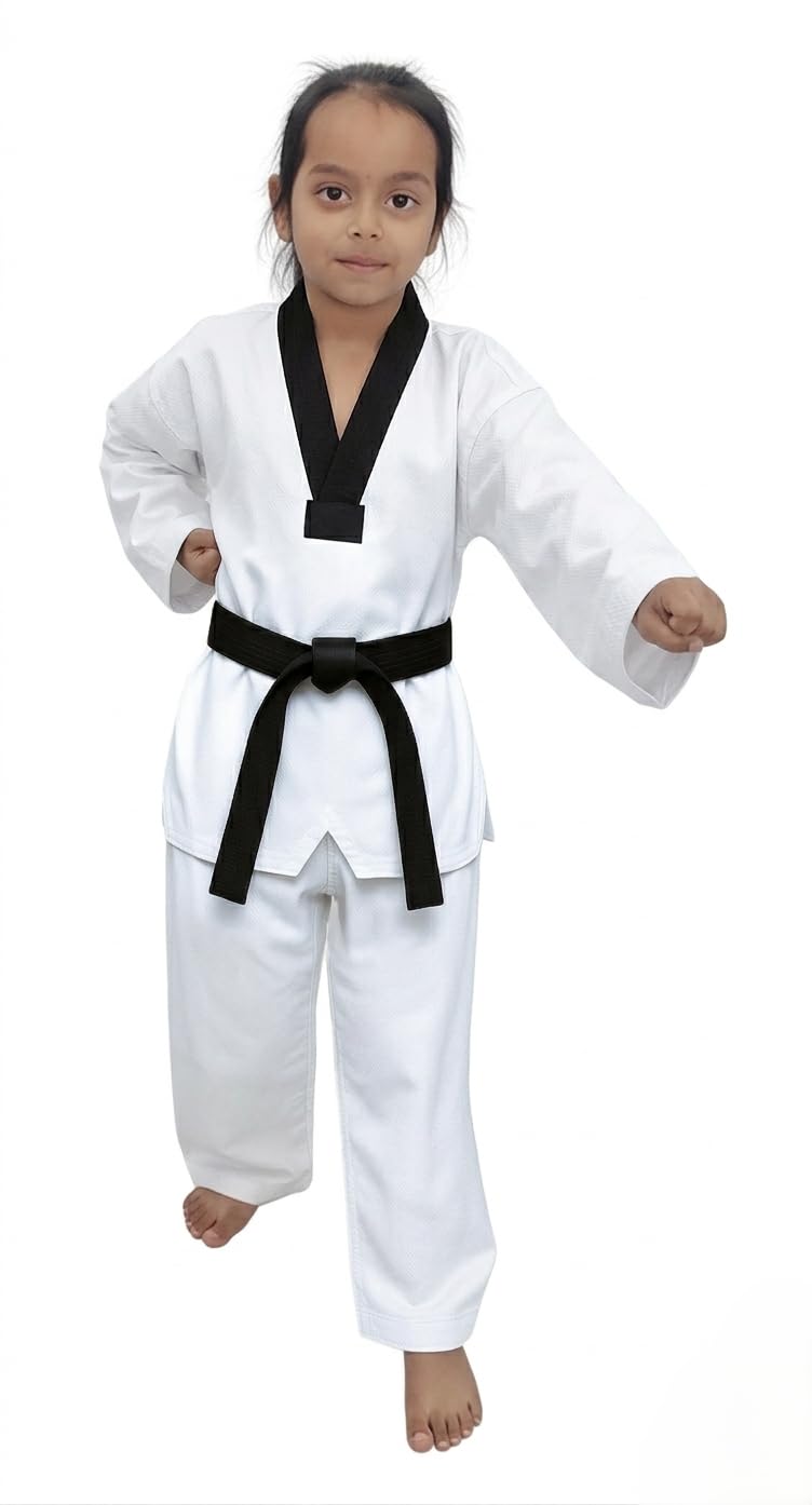 WeaveAura Atelier Kids Cotton Taekwondo Uniform Set with Top, Pants & White Belt | Martial Arts Dobok Dress for Boys & Gir... - Review, Price and Buying Guide