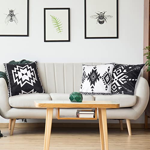Aztec Boho Throw Pillow Covers Black White 18 X 18 Inches Set Of 6 Southwestern Throw Pillowcase Modern Farmhouse Cushion Case Tribal Geometric Pillowcase For Bedroom Couch Sofa Bed #TOP4