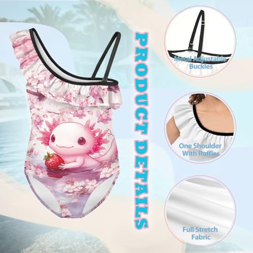 Image of Girls Swimsuit One Piece Ruffle Swimsuit Non-Slip Straps UPF 50+ for Girls Size 3-14 Years