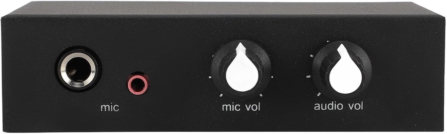 3.5mm Condenser Microphone Headphone Amplifier, Widely Compatible Low Noise Stereo Sound Preamplifier for Musical Instruments (US Plug)